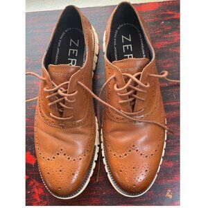 COLE HAAN ZEROGRAND Classic Tan Leather Oxford‎ Wingtip Men's Shoes,11